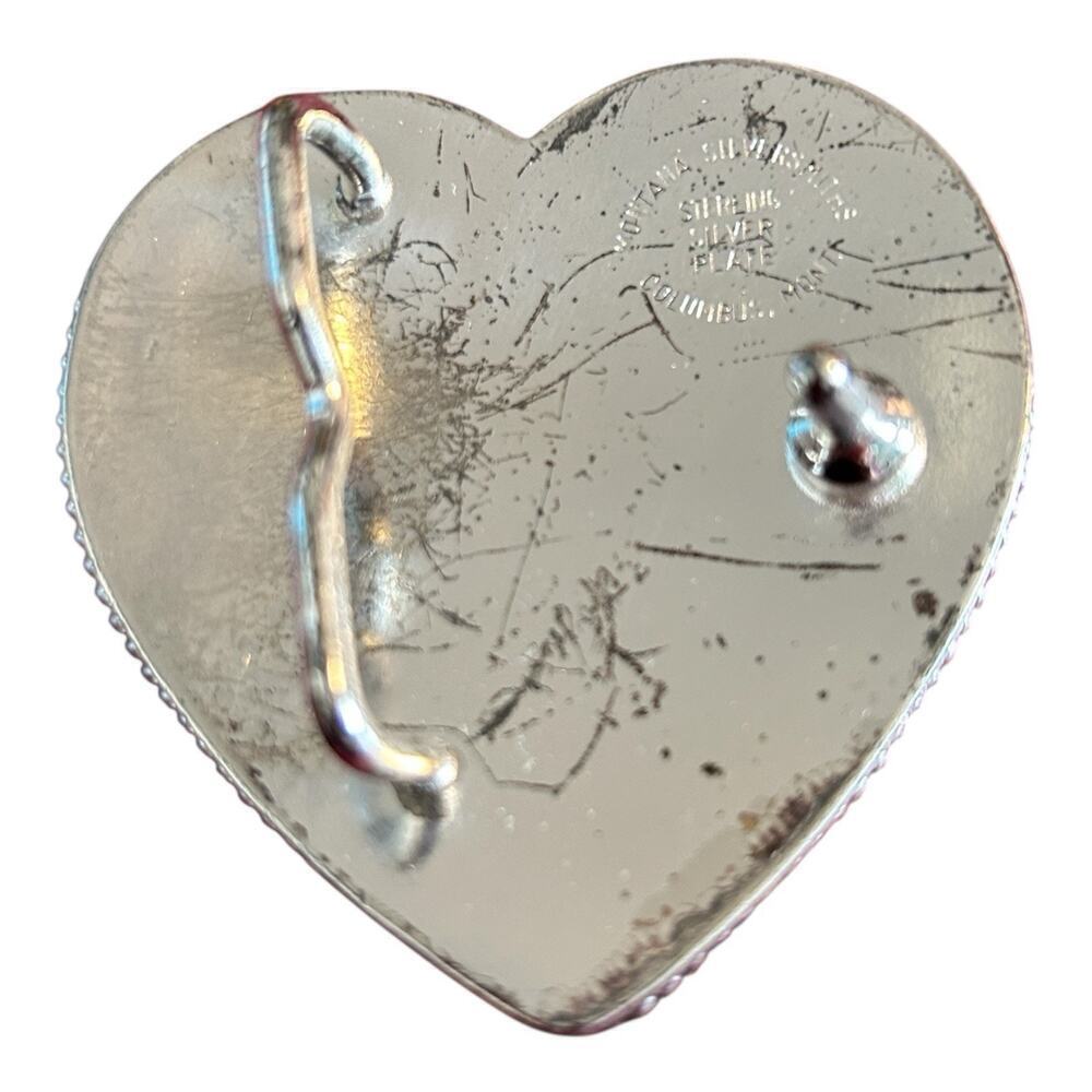 Montana Silversmiths Sterling Silver Plate Western Floral Heart Belt Buckle VTG - Picture 6 of 7